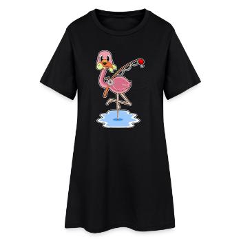 Flamant rose Pêcheur Pêche - Robe T-shirt Femme - noir - Devant