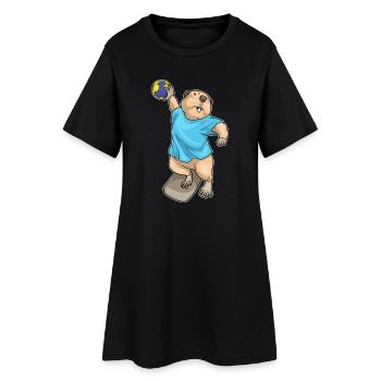 Biber Handballspieler Handball - Frauen T-Shirt-Kleid - Schwarz - Vorne
