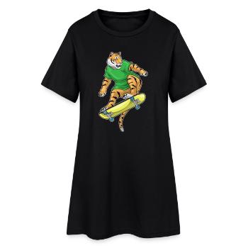 Tiger Skater Skateboard - Frauen T-Shirt-Kleid - Schwarz - Vorne