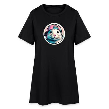 Hamster with cap in pastel - Women’s T-Shirt Dress - black - Front