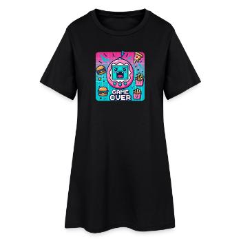 Pixel console, retro and snacks - Women’s T-Shirt Dress - black - Front