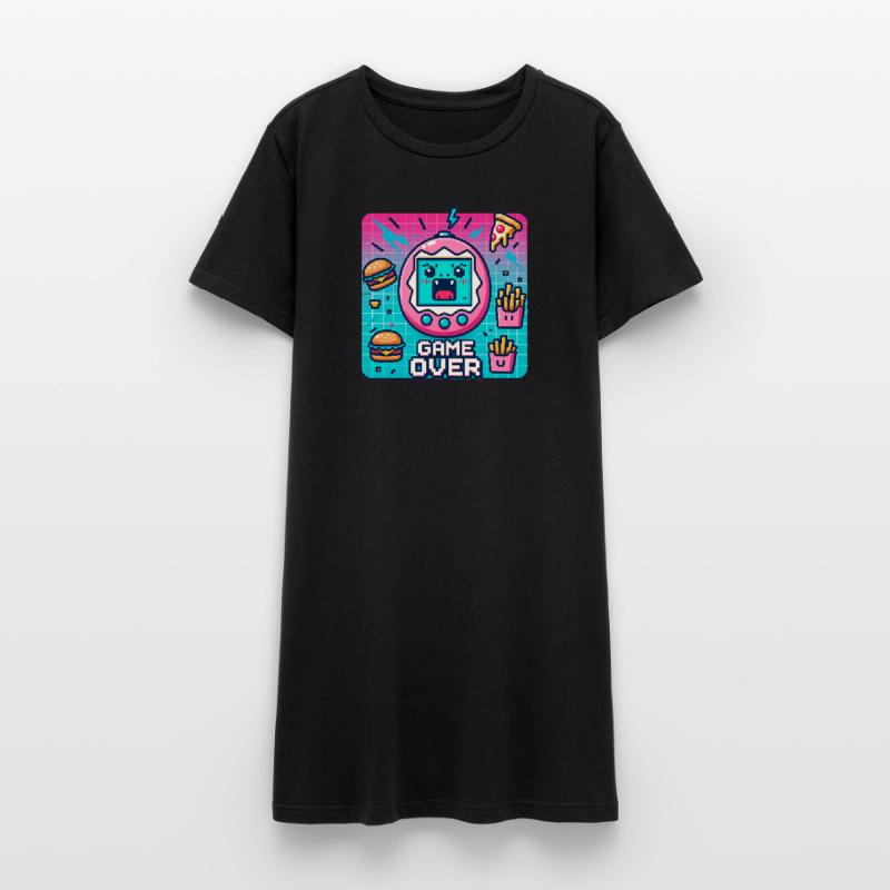 Pixel console, retro and snacks Women’s T-Shirt Dress