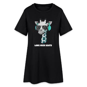DJ girafe avec casque - Robe T-shirt Femme - noir - Devant