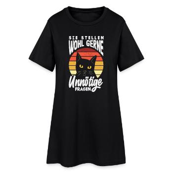 Sie stellen wohl gerne unnötige Fragen - Frauen T-Shirt-Kleid - Schwarz - Vorne