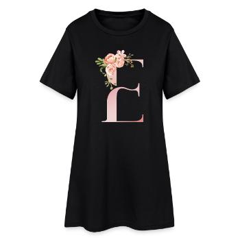 Pastel Floral Monogram E - Women’s T-Shirt Dress - black - Front