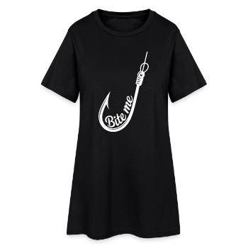 Bite Me Hook Grafik - Frauen T-Shirt-Kleid - Schwarz - Vorne