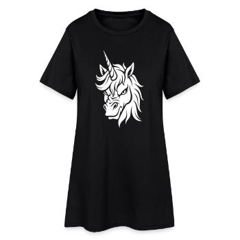 Evil Unicorn – Unicorn Head Black & White - Women’s T-Shirt Dress - black - Front
