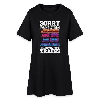 Je n’ai pas écouté. J’ai pensé à l’humour drôle des trains. - Robe T-shirt Femme - noir - Devant