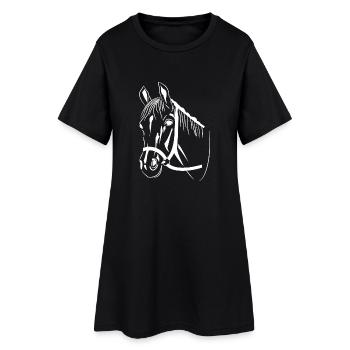 Pferdekopf - Frauen T-Shirt-Kleid - Schwarz - Vorne