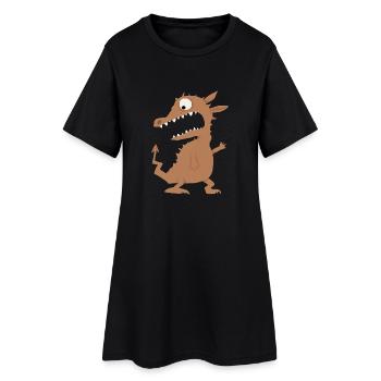 erschrockener Drache - Frauen T-Shirt-Kleid - Schwarz - Vorne