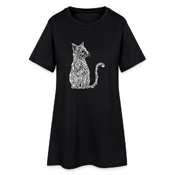 Chat Tribal blanc - Robe T-shirt Femme - noir - Devant