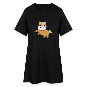 Pony - Haflinger - Frauen T-Shirt-Kleid - Schwarz - Vorne