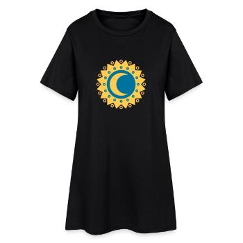 Soleil et la lune, étoiles, univers, symbole - Robe T-shirt Femme - noir - Devant