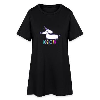 Teckel comme licorne (b) - Robe T-shirt Femme - noir - Devant