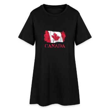Canada Flag - Frauen T-Shirt-Kleid - Schwarz - Vorne