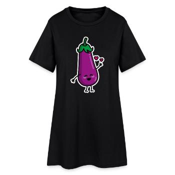 Aubergine des couples pénis Emoji textos sexe meme - Robe T-shirt Femme - noir - Devant