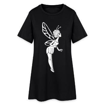 Glückliche weiße Fee - Frauen T-Shirt-Kleid - Schwarz - Vorne