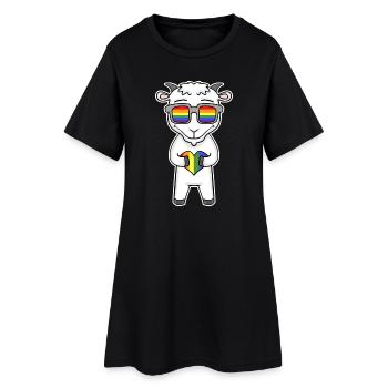 Arc-en-ciel - chèvre avec lunettes et cœur - Robe T-shirt Femme - noir - Devant