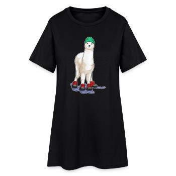 Alpaga Skieurs Ski Sports d’hiver - Robe T-shirt Femme - noir - Devant