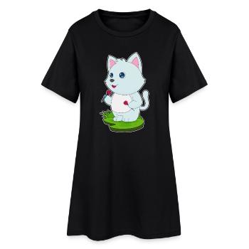 Fléchette de chat - Robe T-shirt Femme - noir - Devant
