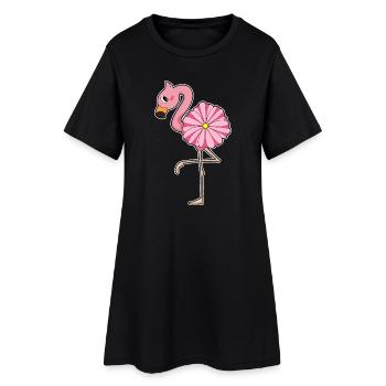 Fleur de flamant rose - Robe T-shirt Femme - noir - Devant