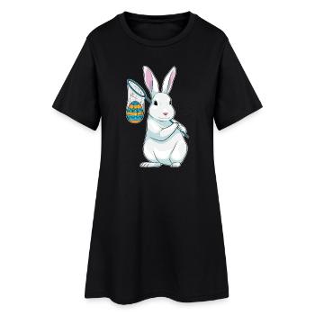 Bunny Easter Fishing - Women’s T-Shirt Dress - black - Front