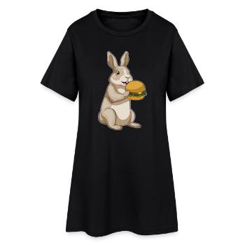 Hase Cheeseburger - Frauen T-Shirt-Kleid - Schwarz - Vorne