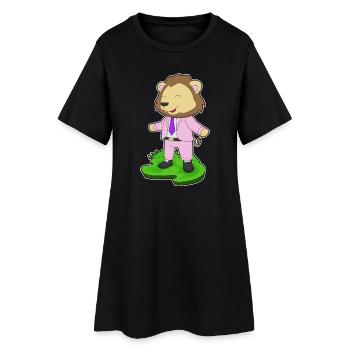 Lion marié cravate mariage - Robe T-shirt Femme - noir - Devant