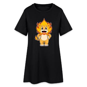 Drôle de lion - Robe T-shirt Femme - noir - Devant