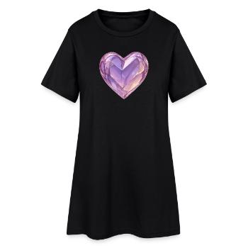Coeur en verre 3D violet - Robe T-shirt Femme - noir - Devant