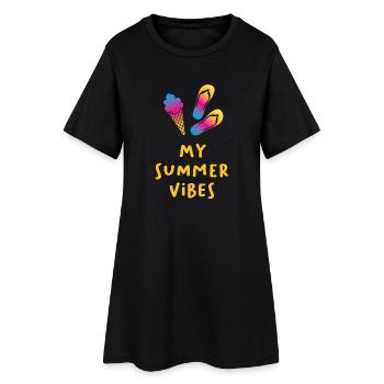 Summer Vibes Eis Flip Flops Quote Sommer Urlaub - Frauen T-Shirt-Kleid - Schwarz - Vorne