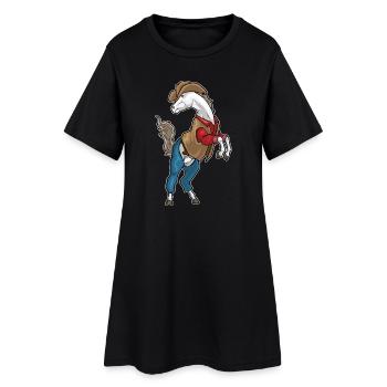 Pferd Cowboy Cowboyhut - Frauen T-Shirt-Kleid - Schwarz - Vorne