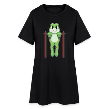 Frog Bodybuilder Pull-ups Bodybuilding - Women’s T-Shirt Dress - black - Front
