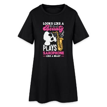 Saxophone - Robe T-shirt Femme - noir - Devant