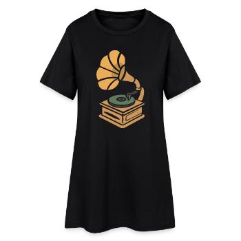 Plaque tournante vintage Retro Cartoon Design - Robe T-shirt Femme - noir - Devant