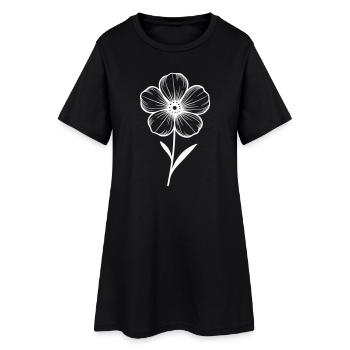 Fleur blanche graphique - variable de couleur - Robe T-shirt Femme - noir - Devant