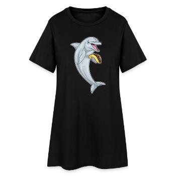 Delfin Taco - Frauen T-Shirt-Kleid - Schwarz - Vorne