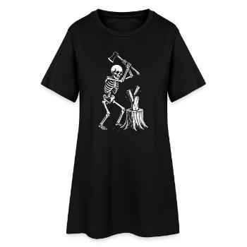 Skelett-Holzfäller-Silhouette - Frauen T-Shirt-Kleid - Schwarz - Vorne