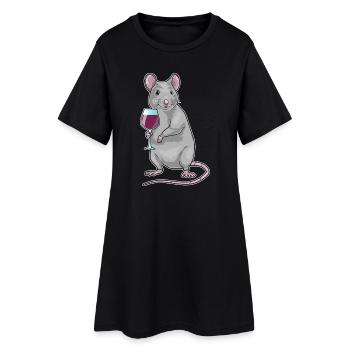 Maus Rotwein - Frauen T-Shirt-Kleid - Schwarz - Vorne