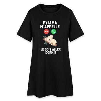 Pyjamas ruft mich, ich muss schlafen gehen - Frauen T-Shirt-Kleid - Schwarz - Vorne