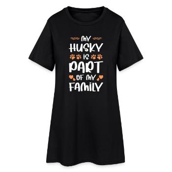 Mon husky fait partie de la famille - Robe T-shirt Femme - noir - Devant