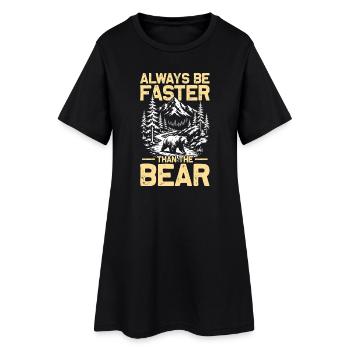 Be faster than the bear Wandern Berge Bergsteigen - Frauen T-Shirt-Kleid - Schwarz - Vorne
