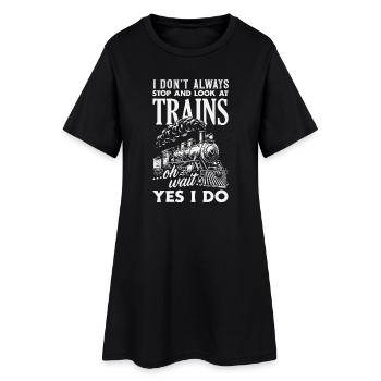 Je ne m’arrête pas toujours pour les trains, c’est drôle - Robe T-shirt Femme - noir - Devant