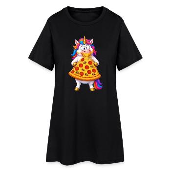 Unicorn Pizza Cheese Pull - Women’s T-Shirt Dress - black - Front