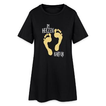 Im Herzen Barfuß - Frauen T-Shirt-Kleid - Schwarz - Vorne