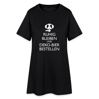 Ruhig bleiben und Deko-Bier bestellen Umhängetasc - Frauen T-Shirt-Kleid - Schwarz - Vorne
