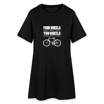 Biker Fahrrad Shirt Sport - Frauen T-Shirt-Kleid - Schwarz - Vorne