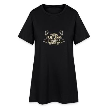 ICH MAG KATZEN! - Frauen T-Shirt-Kleid - Schwarz - Vorne