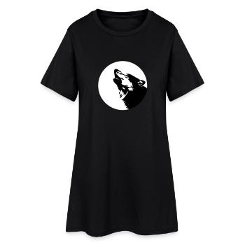 Wolf - Frauen T-Shirt-Kleid - Schwarz - Vorne