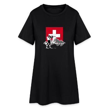 Biathlon - Swiss Flag - Frauen T-Shirt-Kleid - Schwarz - Vorne